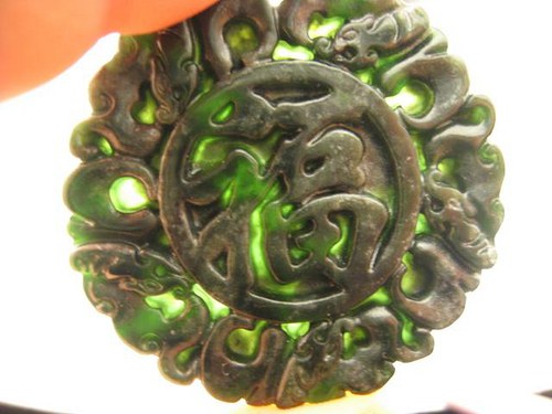Amulet Čína - symbol pět netopýrů, jadeit — foto 3