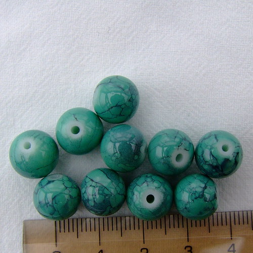 Skleněný korálek 10mm 5ks — foto 2