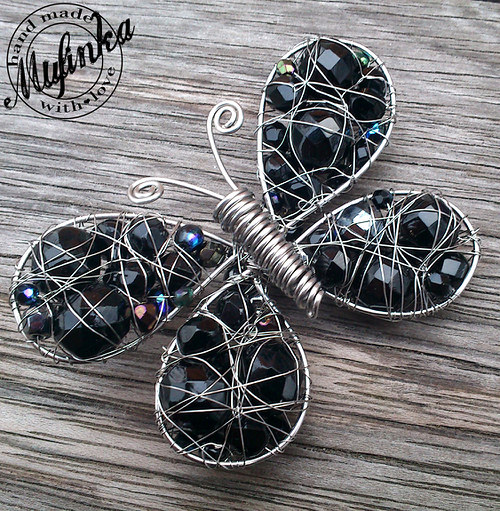 Motýl- brož "Black diamond" — foto 3