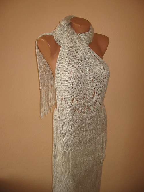 Šála pletená krajková — foto 3