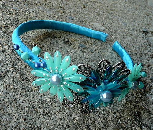 Čelenka : " Blue winter flowers " - na přání — foto 2