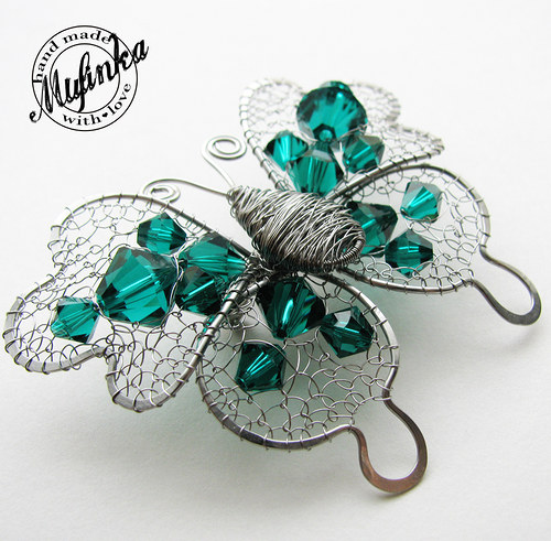 Motýl- brož Swarovski "Emerald" — foto 3