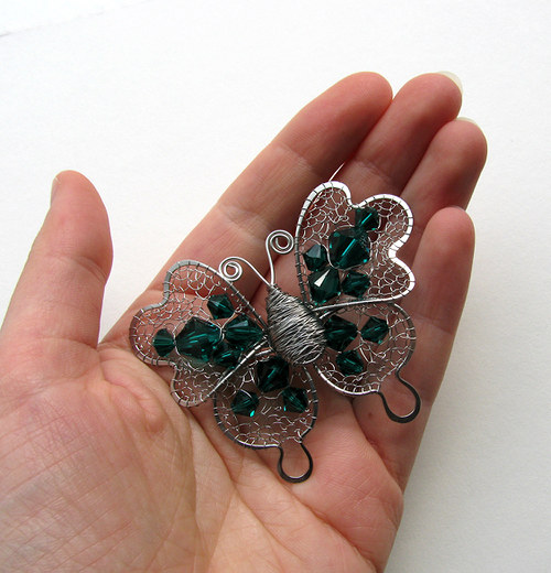 Motýl- brož Swarovski "Emerald" — foto 4