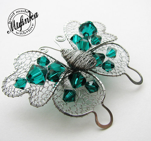 Motýl- brož Swarovski "Emerald" — foto 5