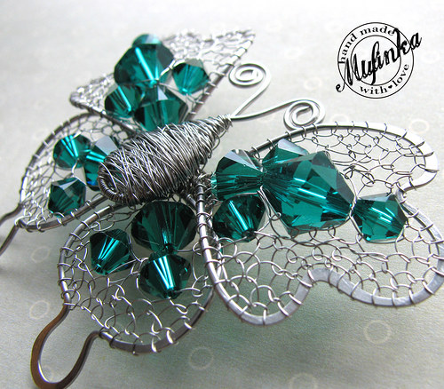 Motýl- brož Swarovski "Emerald" — foto 6