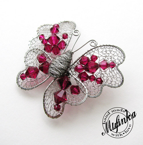 Motýl- brož Swarovski "Ruby" — foto 2