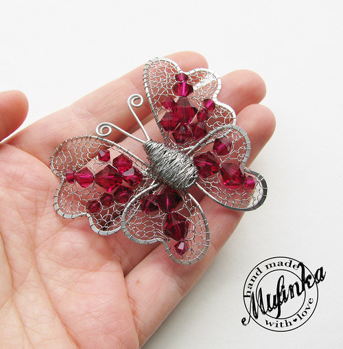 Motýl- brož Swarovski "Ruby" — foto 4