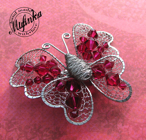 Motýl- brož Swarovski "Ruby" — foto 6