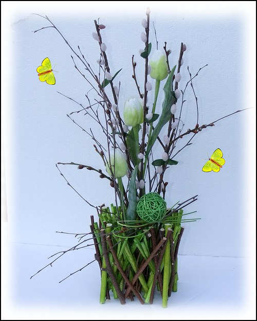 Tulipánky v proutí - zelenkavé — foto 3
