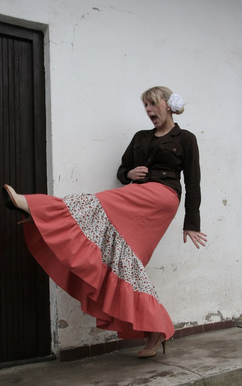 Lněná terakotová sukně — foto 5