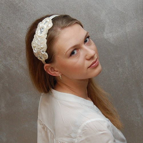 Krémová šlehačka vintage... čelenka — foto 3