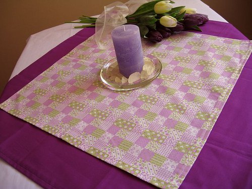 Fialový patchwork- souprava dvou ubrusů — foto 3