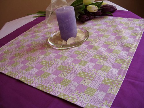 Fialový patchwork- souprava dvou ubrusů — foto 4