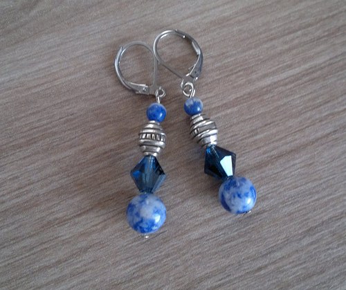 Náhrdelník a naušnice - sodalit a swarovski — foto 6