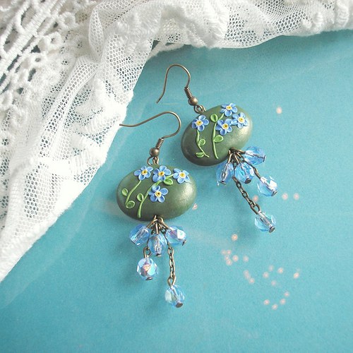 Náušnice Flower Button - Myosotis — foto 2