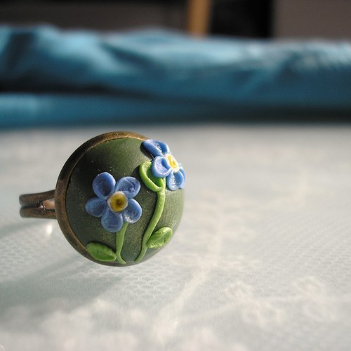 AKCE99,- Prstýnek Flower Button - Myosotis — foto 2