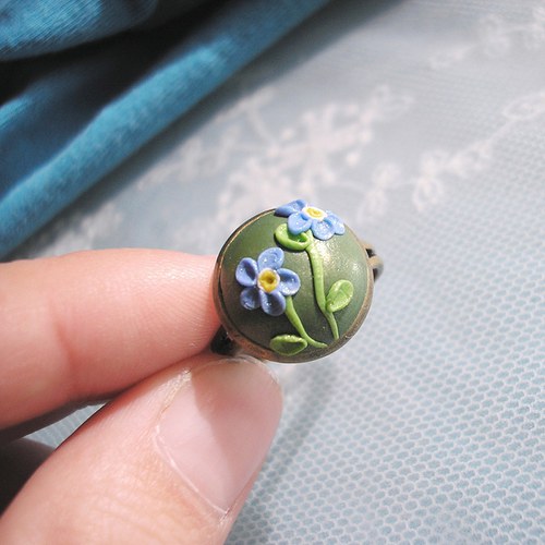 AKCE99,- Prstýnek Flower Button - Myosotis — foto 3