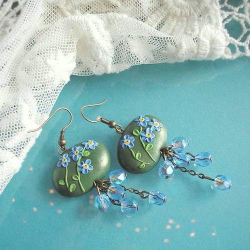Náušnice Flower Button - Myosotis — foto 6
