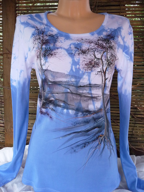 Modré triko s krajinkou(XL) — foto 2