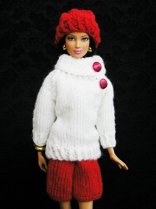 Červeno-bílý komplet pro Barbie — foto 3