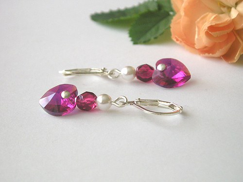 Swarovski náušnice Fuchsia AB — foto 3