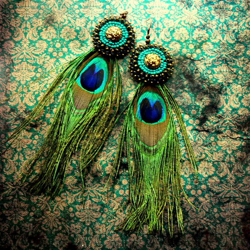 Boucles d'oreille de paon — foto 2