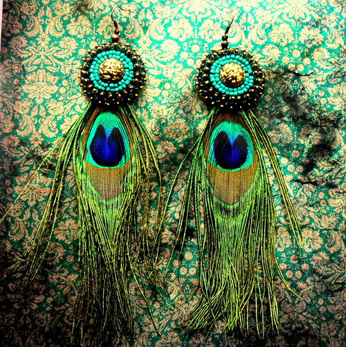 Boucles d'oreille de paon — foto 3