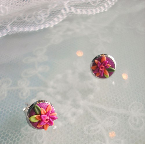 Náušnice Flower Button MINI - Aster — foto 4