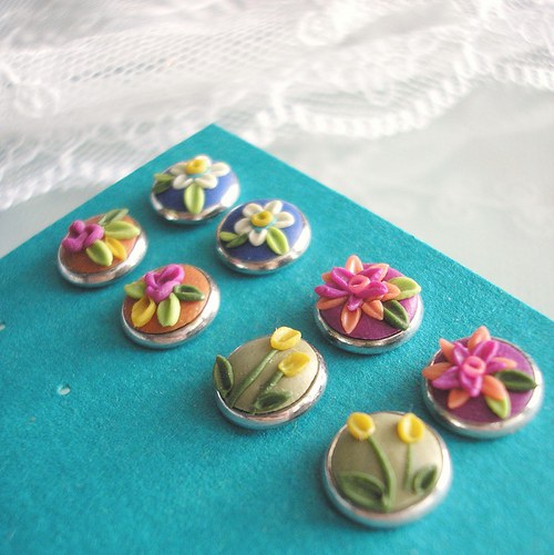 Náušnice Flower Button MINI - Aster — foto 5