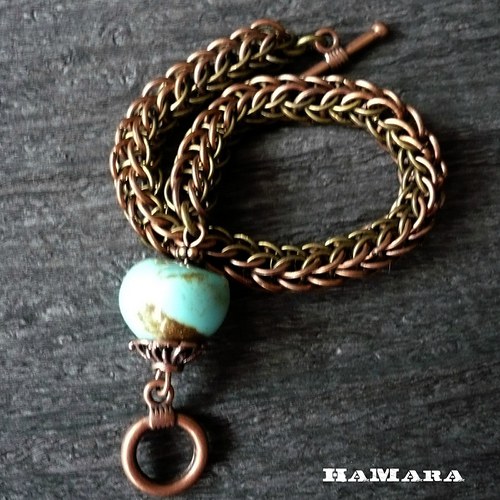 Persian bronze & tyrkys - náramek — foto 3