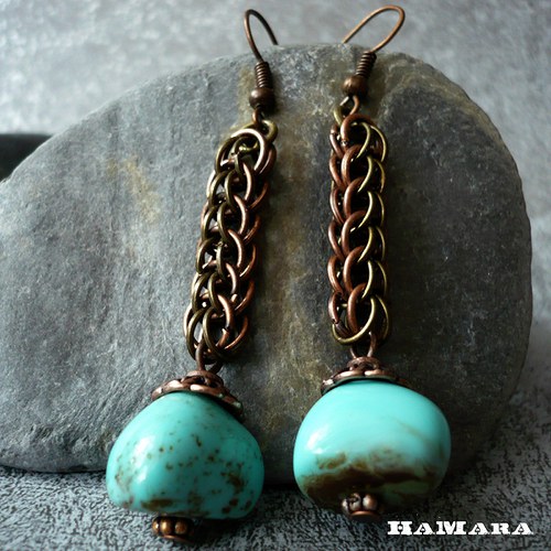 Persian bronze & tyrkys - náušnice — foto 3