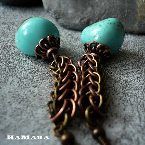 Persian bronze & tyrkys - náušnice — foto 4