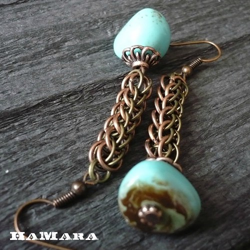 Persian bronze & tyrkys - náušnice — foto 6