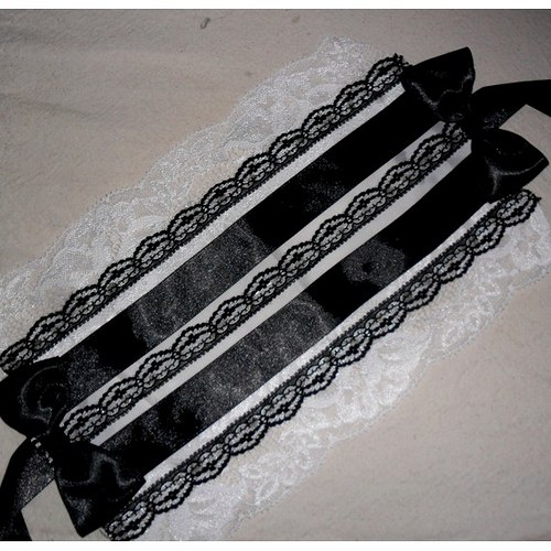 Headdress Černobílý krajkový — foto 2