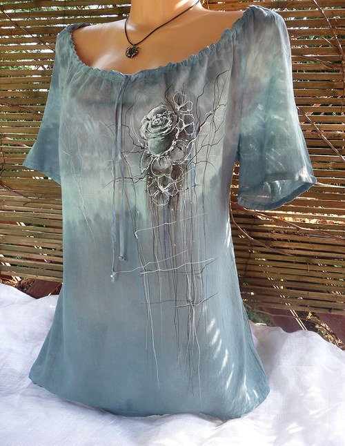 Halenka s malbou růže, vel 42 — foto 3