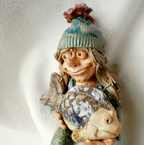Vodník Heřmánek 21cm,s kaprem — foto 3