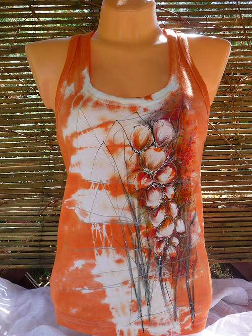 Dámské tílko ,oranžová orchidea (XL) — foto 3