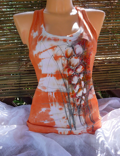 Dámské tílko ,oranžová orchidea (XL) — foto 4