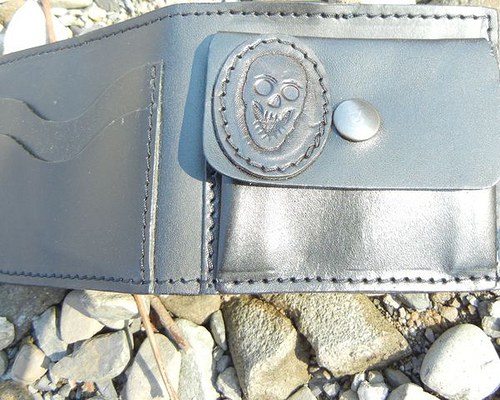 Kožená steampunková peněženka Lebka — foto 2