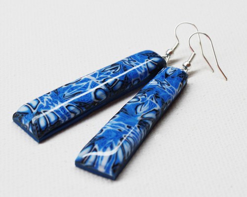 Modré vzorované náušnice — foto 3