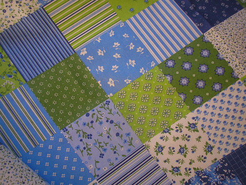 Látka - metráž - PATCHWORK - modrý + zelený — foto 3
