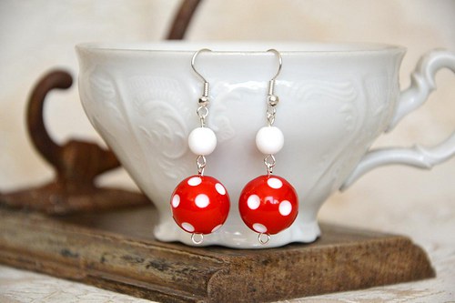 Náušnice " Puntíkaté " červené VÝPRODEJ — foto 2