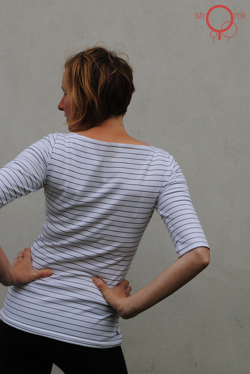 Bílé pruhované s aplikací, vel. M — foto 3