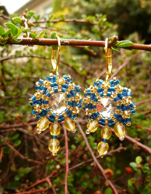 Swarovski rivoli - modrozlaté... — foto 2