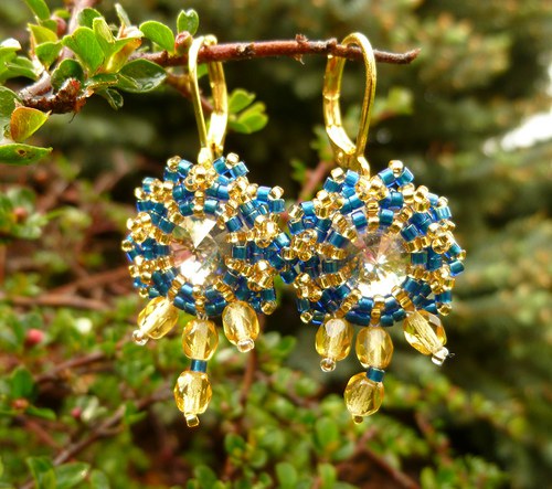 Swarovski rivoli - modrozlaté... — foto 3