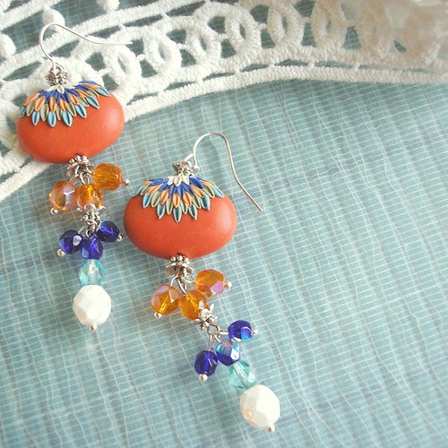 Náušnice Flower Button ETNO - Nšo-či — foto 5