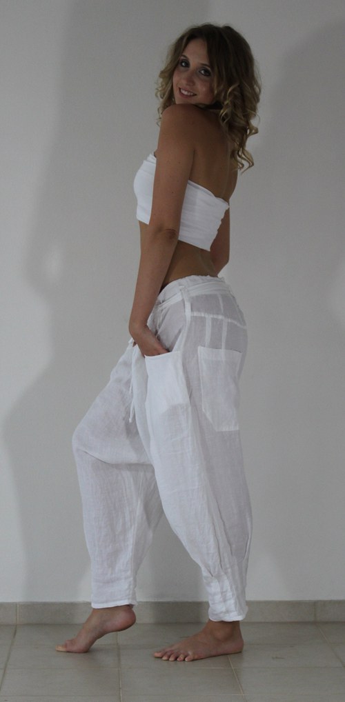 Unisex lněné kalhoty — foto 2