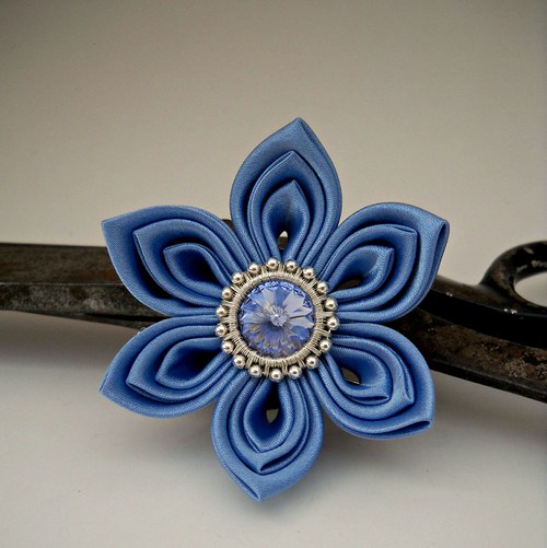 Kanzashi sponka/brož Sky — foto 3