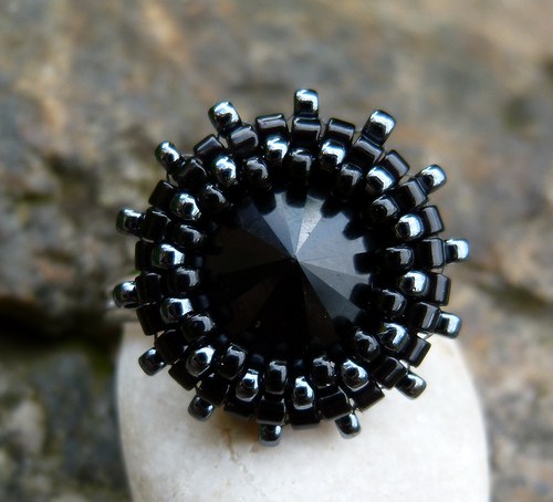 Swarovski rivoli - prstýnek Černá elegance — foto 2