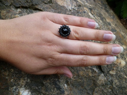 Swarovski rivoli - prstýnek Černá elegance — foto 3